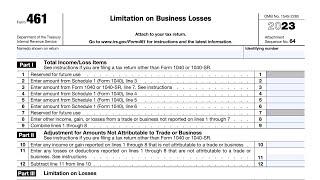 IRS Form 461 walkthrough (Limitation on Business Losses)