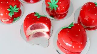 Strawberry mini cake! Easier than you think.  딸기 미니 무스 케이크. 생각보다 만들기 쉬워요!