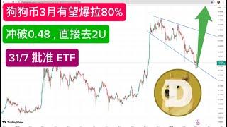 #DOGE 最新消息显示：3月份狗狗币将上涨80%，测试阻力0.35，第二波即将爆发！暴力突破0.48，直接冲向2U，#狗狗币 ETF，2021年涨665倍！狗狗币日常分析。#dogecoin BTC