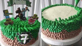 Como decorar un pastel de MINECRAFT  fácil y sencillo con chantilly para niño