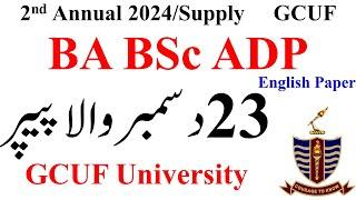 BA BSc ADA ADS Part 2 English 2nd Annual 2024 GCUF Paper | ADA ADS English Supply 2024 GCUF | BA BSc