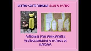 COSTURA RAPIDA Y SENCILLA! COMO HACER VESTIDO LARGO CORTE PRINCESA PRIMAVERAL, PRINCIPIANTES!!