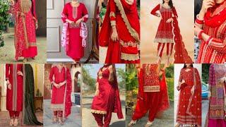 2024 Red colour letest suit design।50+digain staylish & partywear red suit , sharara suit etc.