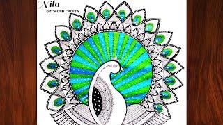 How to Draw peacock mandala art| colourful peacock mandala art|Vennila Art's|peacock mandala art..