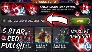 23x 5 Star Nexus Crystal Opening - 5 STAR CEO PULLS?!? FINALLY GOT HIM - Marvel Contest of Champions