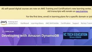 FREE AWS CERTIFICATION in 16 Hours #VC Tech Education #DynamoDB