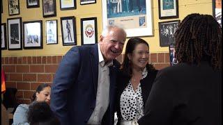 VP nominee Tim Walz visits Macon soul food restaurant H&H during visit to Georgia