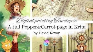 A full Pepper&Carrot page in Krita, Digital painting Timelapse by David Revoy