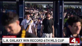 Fans celebrate LA Galaxy's sixth MLS Cup