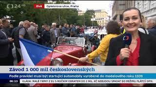 Prezident Pavel vítá účastníky veteránskýho automobilovýho závodu 1000 mil československých;) #ct24