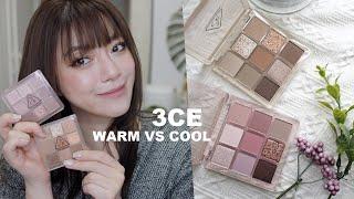 NEW 3CE WARM VS COOL 冷暖早春眼影盘｜如何打造无妆感眼妆｜干枯玫瑰 大地色眼妆示范｜3ce eyeshadow palette CLEAR LAYER makeup