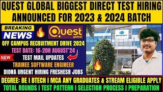 QuEST Global Biggest OFF Campus Drive For 2023/2024 Batch | Test Mail | Exam Date | Pattern Process