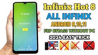 Infinix Hot 8 (X650C) FRP Bypass 2024| Android 9,10,11 | Without Pc | Google Account Unlock | Trick