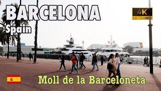 BARCELONA, Spain - WALKING Tour - MOLL DE LA BARCELONETA - Full HD