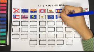 I draw all 50 States of USA  #USA #flag