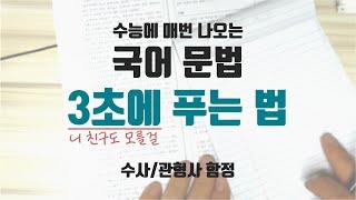 수능에 맨날 나오는 국어 문법 유형 3초에 박살내기(수사/관형사 함정)(국어 노베이스 공부법)(30일의 기적)(20일의 기적)(수능 준비물)