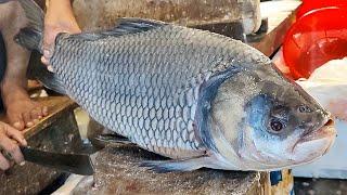 Incredible Giant Katla Fish Cutting Live In Fish Market | Fish Cutting Skills