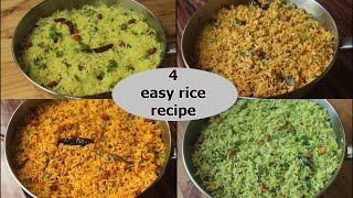 4 easy rice breakfast or lunch recipe | Variety chitranna recipe | Lunch box recipes