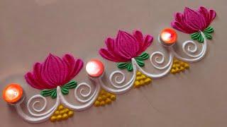 Border rangoli design. side border rangoli. Easy border rangoli. beginners rangoli design.