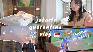 vlog  quarantine in jakarta  | eating hotel food, genshin impact, chilling