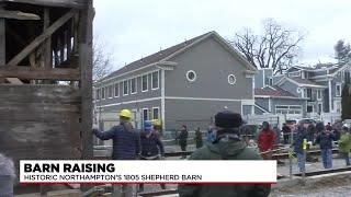 Historic Northampton barn restoration underway, raised by volunteers Saturday