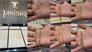 Tanishq lightweight daily wear gold simple chain and chain necklace designs price | party wear chain