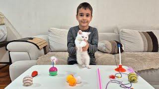 Yavru Kedi Pamuk'a Kedi Oyuncakları Aldık