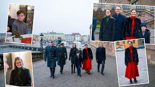 Princess Estelle & Prince Oscar visit the Royal Palace on Christmas Morning