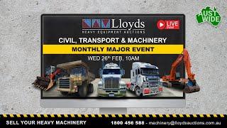 Lloyds Auctions LIVE Civil, Transport and Machinery Major Monthly Event.