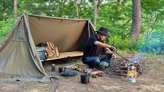 Solo camping in Japan! Setting up a tent in the strong sunlight | ASMR