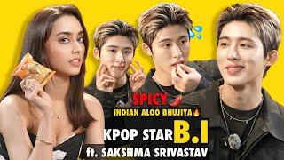 KPOP Idol B.I reacts to Aloo Bhujia, reveals why he was worried about coming to India ft. Sakshma