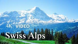 Relaxing Guitar Music 2 Hours | Swiss Alps Scenery 4K | Stress Relief