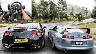 1600HP Toyota Supra MK4 & 1000HP Nissan GTR R35 CONVOY | Forza Horizon 5 | Steering Wheel Gameplay