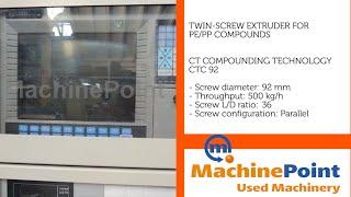 CT COMPOUNDING TECHNOLOGY CTC 92 Used Twin-screw extruder for PE/PP compounds machine MachinePoint