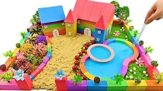 Miniature Kinetic Sand House #11 - Build House has Flower Garden vs Swimming Pool from Kinetic Sand