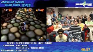 Super Mario 64 - Speed Run in 1:47:48 (120-Star) by Siglemic Live for AGDQ 2013 +bonus 16-star run