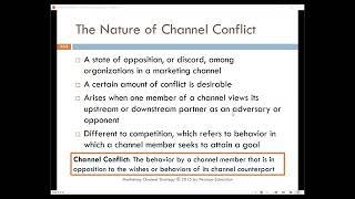 Marketing Channel Strategy - Chapter 11:  Managing Channel Conflict