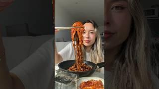 Jjajang noodles + spicy enoki mushroom #mukbang