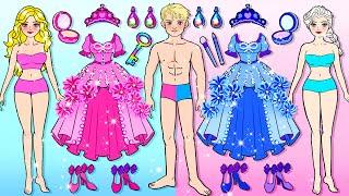 Pink Rapunzel or Blue Elsa? Which Princess Will Ken Choose? - Barbie's Love - DIY Art & Paper Crafts