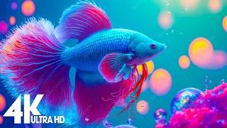 Aquarium 4K VIDEO (ULTRA HD)  Amazing Beautiful Coral Reef Fish - Relaxing Sleep Meditation Music