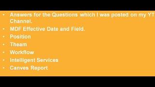 Answers for the Questions which I was posted on my YT Channel - SuccessFactors