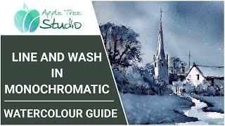Monochromatic Line and Wash - Watercolour Tutorial | Joanne Boon Thomas