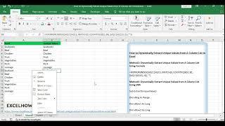 How to Dynamically Extract Unique Values from A Column List in Excel