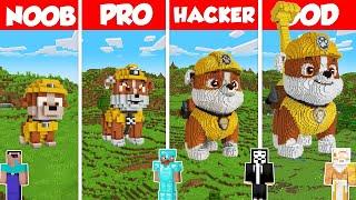 Rubble Paw Patrol Build Battle Challenge - Noob vs Pro vs Hacker vs God - Minecraft Animation