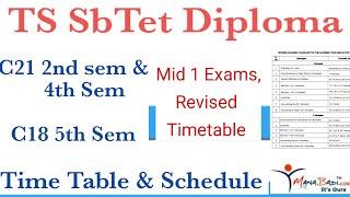 Ts SbTet Diploma C18 & C21 Mid 1 Exams Revised TimeTable | Schedule Dates