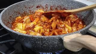 Como hacer dakgalbi - Pollo Picante Coreano y arroz frito con la salsa de pollo picoso coreano