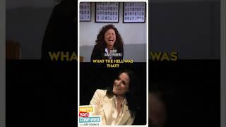 Julia Louis-Dreyfus laughs at her own SEINFELD bloopers