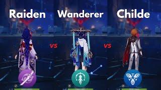 Who is BEST DPS ? Raiden vs Wanderer vs Childe