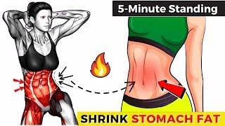 5 Minute Standing FLAT Belly Workout  Small Waist & Flat Tummy In 1 Week | 100% Weight Loss