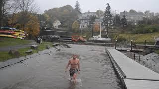 Swimming in Rockport Harbor, Maine, Oct. 31, 2021 storm